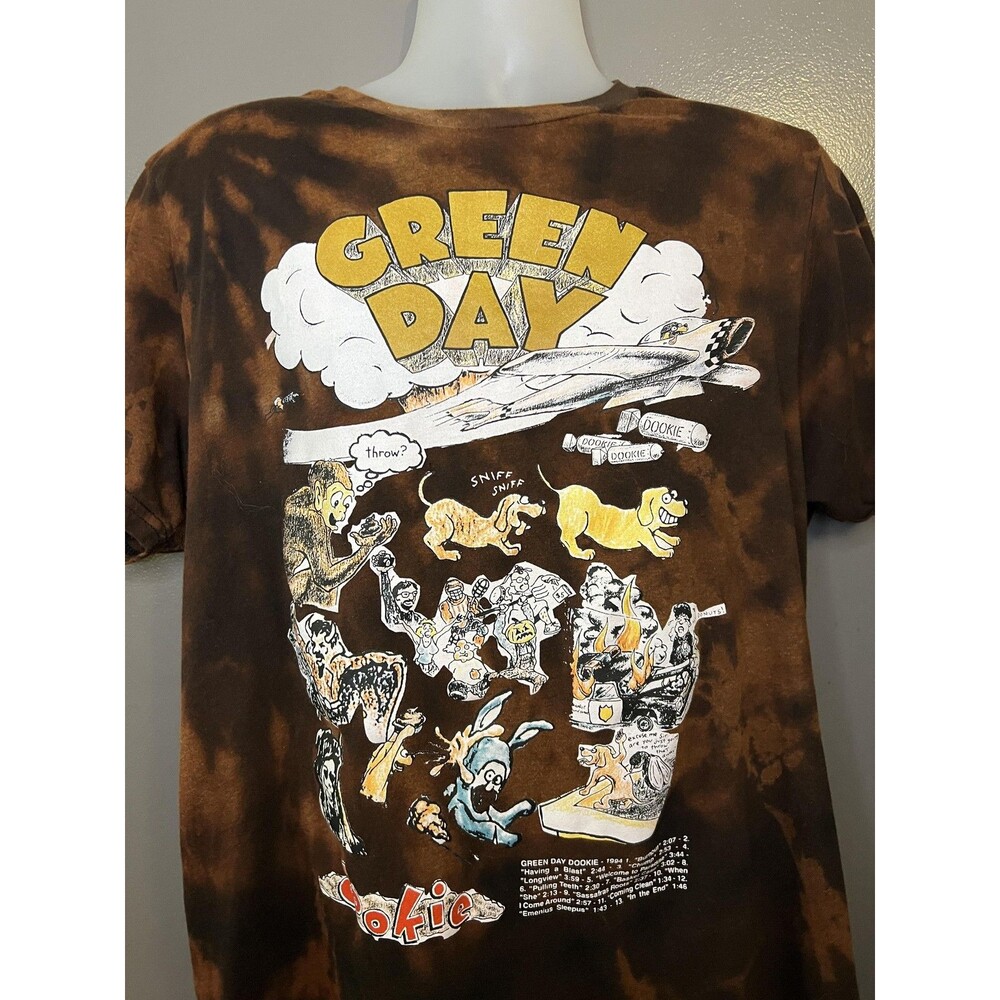 Green Day Shirt Mens XL Brown Dookie Album Cover Band Graphic Tie Dye Tee